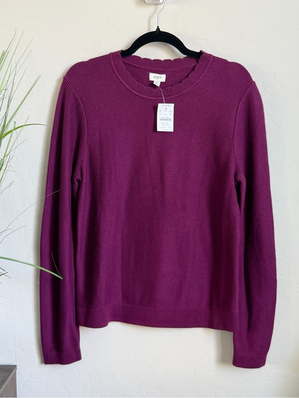 J.Crew Factory Berry Purple Textured Knit Crewneck Sweater Medium NWT